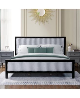 King Size Upholstered Bed with Fluffy Soft Headboard Frame