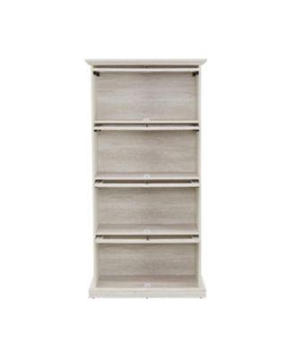 White 4-Tier Glass Display Cabinet