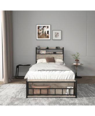 Bed Frame with Charging & LED Light