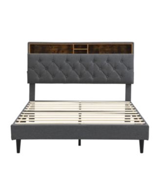 King Upholstered Bed Frame USB Ports