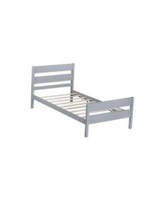 Twin Bed with Headboard and Footboard Rubber Wood Bed