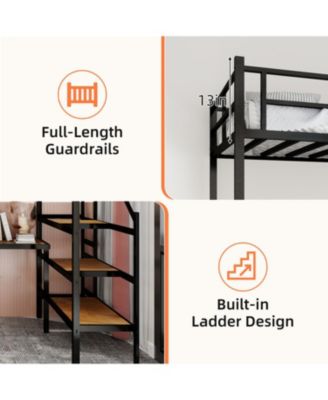 Streamdale Loft Bed with L-Desk, Storage, Stairs & Railing