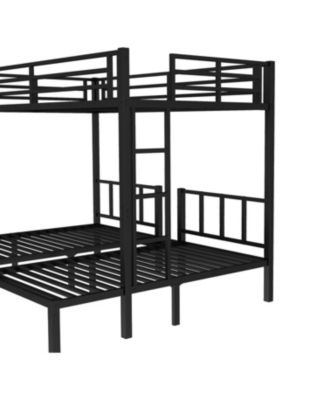 Twin/Queen Metal Triple Bunk Bed - Black
