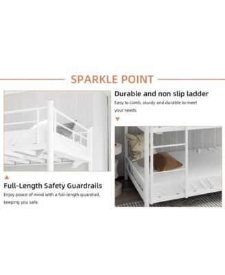 Heavy-Duty Triple Bunk Bed w/ Ladder & Rail bed frames