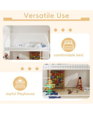 Metal Twin Bunk Bed, Heavy-Duty, Noise Reduced, White