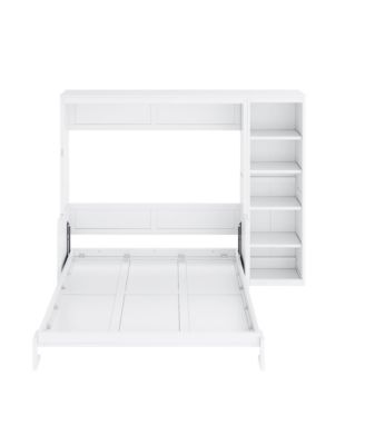 Full Size Wood Murphy Bed with Desk and Bookshelf