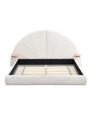 Unique Arched Boucle Bed with Small Table, Queen