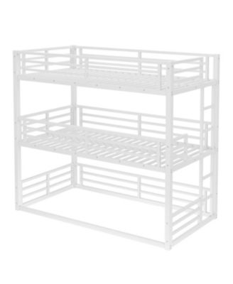  Triple Twin XL Metal Bunk Bed with Guardrails