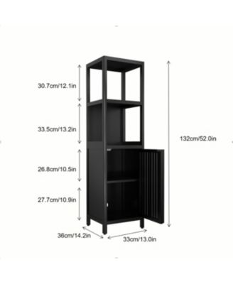 Black Linen Tower Bamboo Cabinet