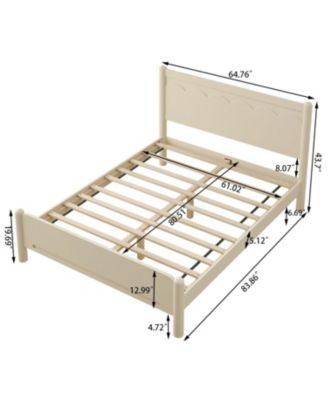 Streamdale Queen Size Wood Platform Bed Frame with Headboard and Wooden Slat Support