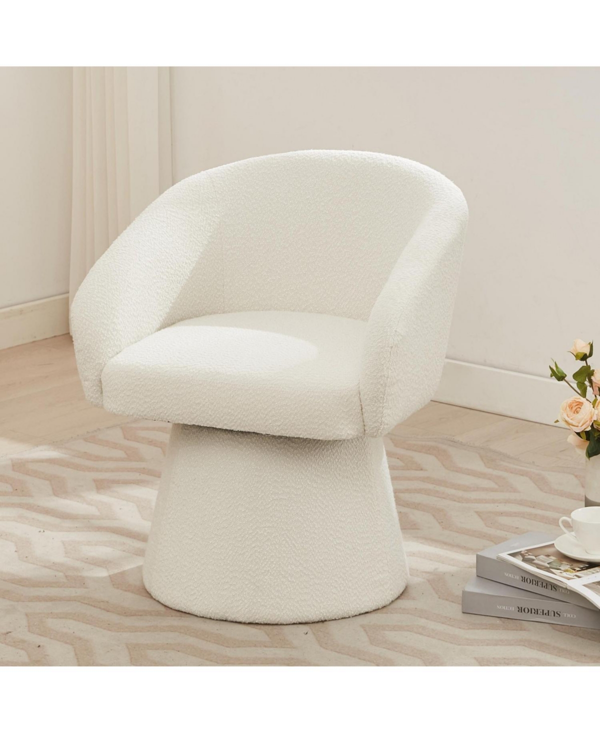 Streamdale Furniture Modern 360 Swivel Boucle Accent Chair