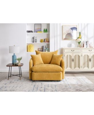 Swivel Accent Chair with Pillows - Yellow