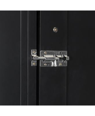 Streamdale Queen Size Murphy Platform Bed with Shelf, Side Cabinets, Drawers and LED, Black