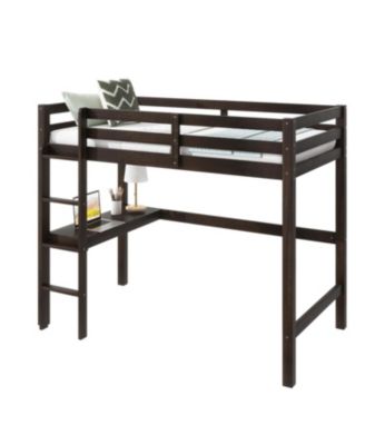 Espresso High Loft Bed with Desk & Guardrail