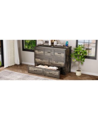 Murphy Bed Queen with Charging & Storage - Rustic Gray