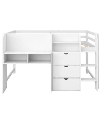 Streamdale Low Loft Bed with Desk, Storage, Bookcase & Whiteboard
