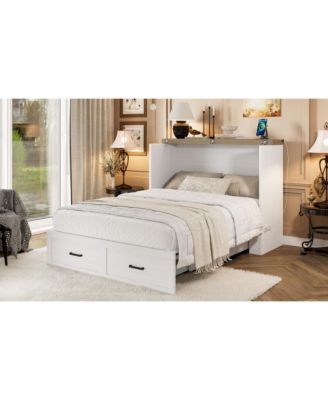  Murphy Bed Cabinet Full Size with Charging Station & Drawer