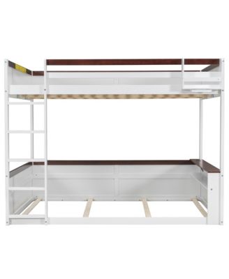 Queen Wooden Bunk Bed- Shelves, Storage, LED, USB
