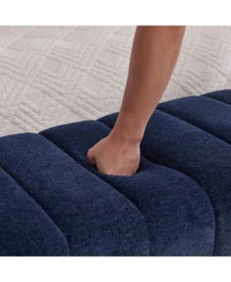 Modern Upholstered Bed Bench, Channel Tufted, Chenille, Navy