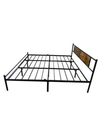 KING Bed Frame Wood Headboard Footboard Metal Platform Mattress Foundation