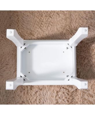 White Vanity Stool Padded Makeup Chair Bench with Solid Wood Legs