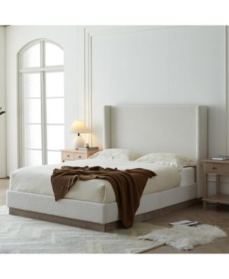 Hosford Cream White Boucle Queen Upholstered Platform Bed