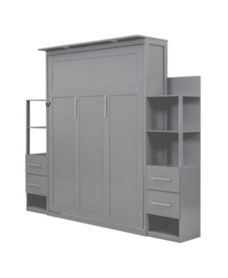 Murphy Bed with Shelves, Drawers & Lights