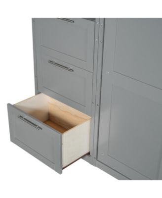  Queen Murphy Bed with Closet, Drawers & Shelves - Gray