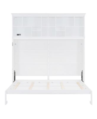 Queen Size Murphy Bed Wall Bed with Top Shelves & USB