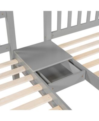 Full Over Twin & Twin Triple Bunk Bed with Drawers