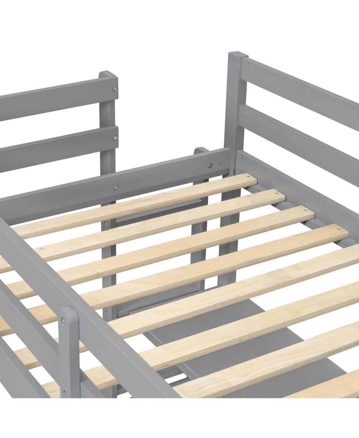 Streamdale Furniture Twin Loft Bed with Shelves, Desk & Board - Gray