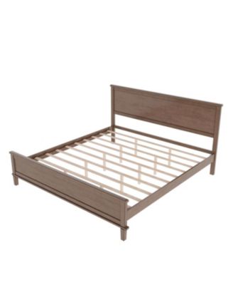Mid-Century Wood Platform Bed with Headboard