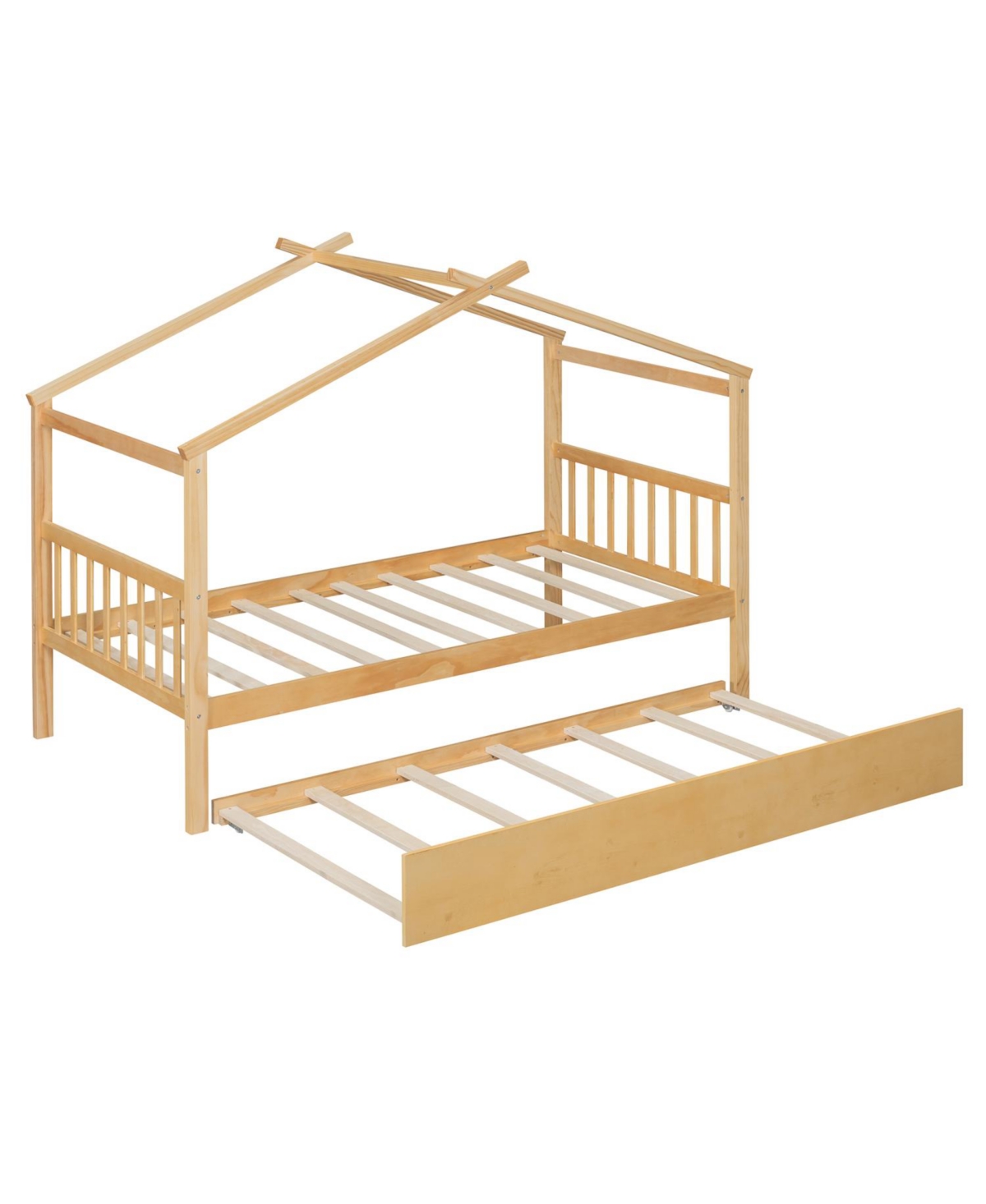 Streamdale Twin Wooden House Bed with Trundle, Gray