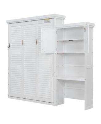 Queen Murphy Bed with Storage & Louvered Detail