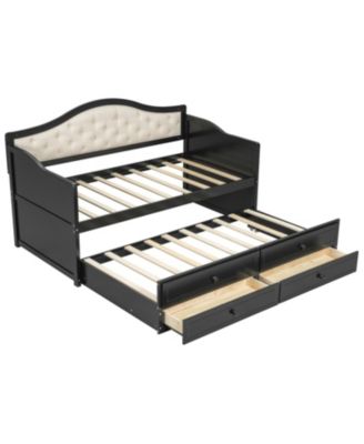 Streamdale Twin Daybed with Trundle & Storage, Upholstered Backrest