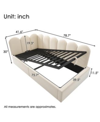Upholstered Daybed with Storage Ottoman, Twin Size, Velvet