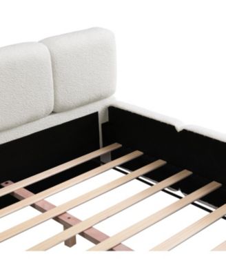 California King Boucle Platform Bed, White