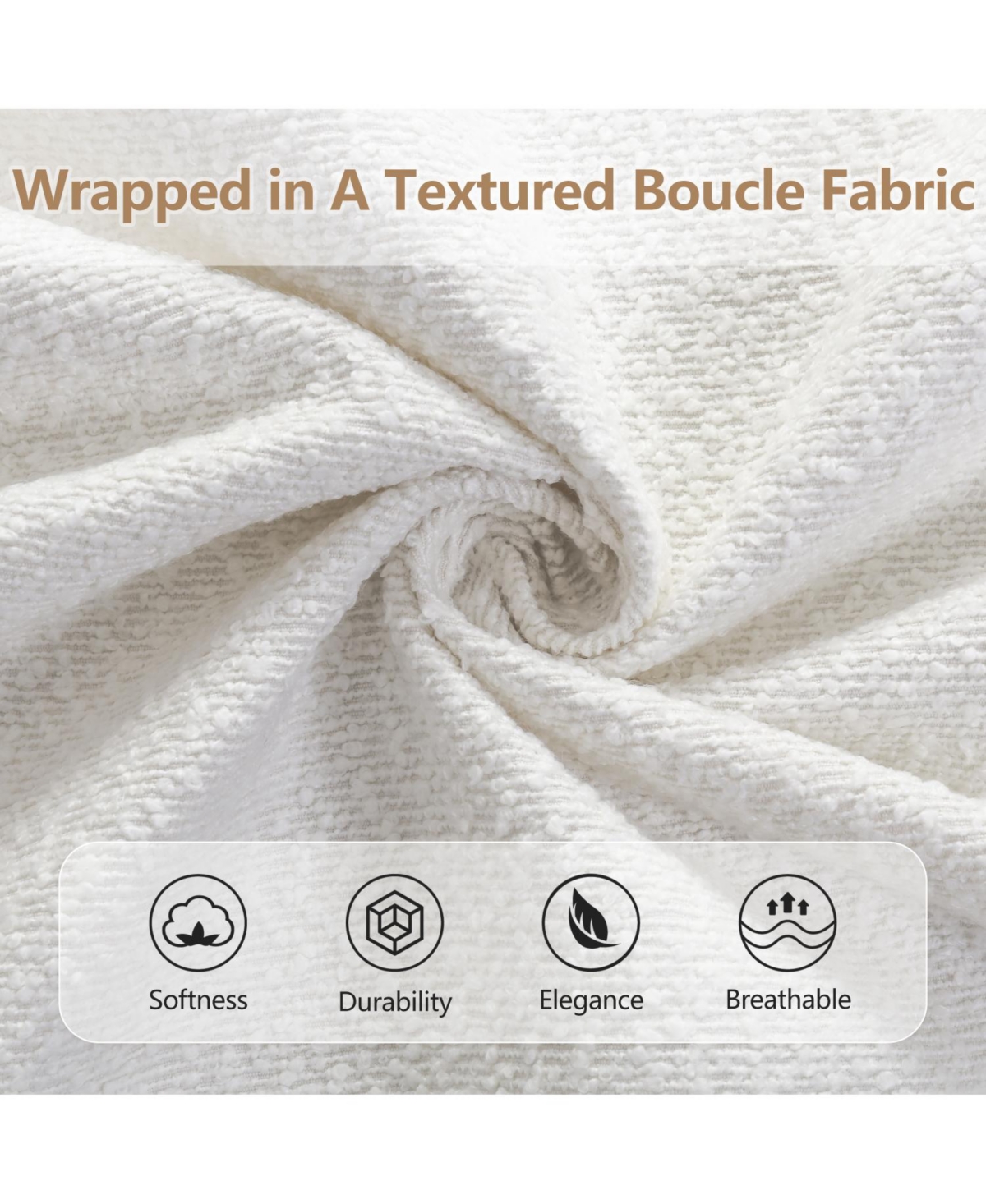 Streamdale Furniture Streamdale Queen Size Bed Frame With Boucle Upholstered Round Curved Headboard