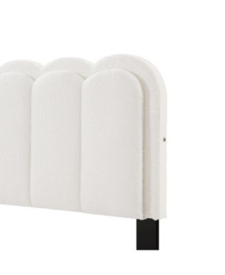  Lambswool Cream Headboard Bed Frame w/ Light, Queen