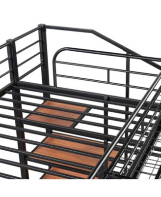 Twin Metal Loft Bed with Grid Shelf & Ladder.