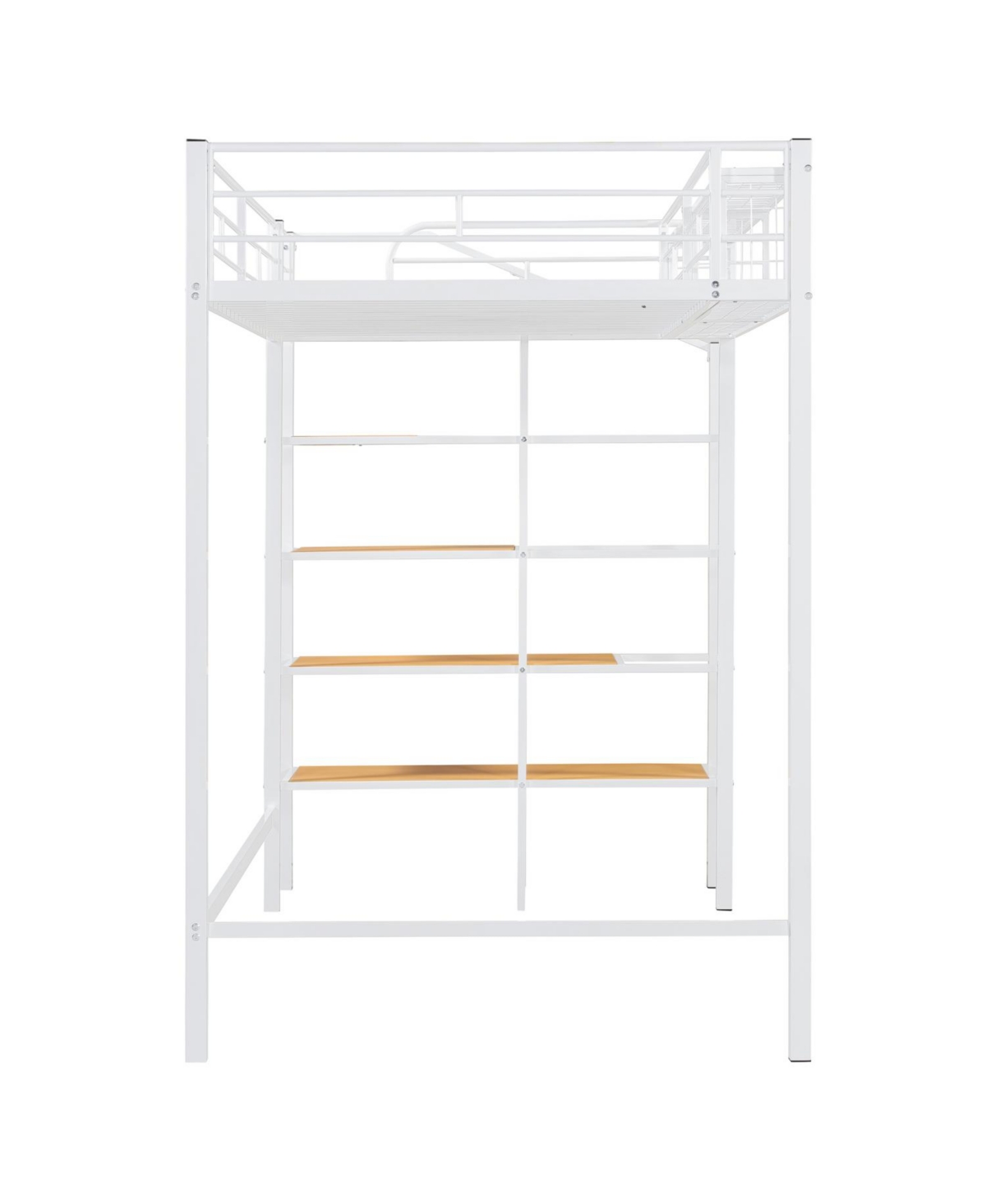 Streamdale Furniture Twin Metal Loft Bed with Grid Shelf & Ladder.