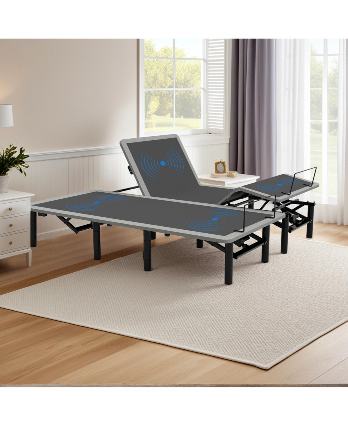 Streamdale Adjustable Bed Frame Massage Head/Foot Incline Split King Usb Ports Led Night Light