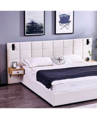 King Beige Velvet Storage Bed with Shelves, Lamps & USB