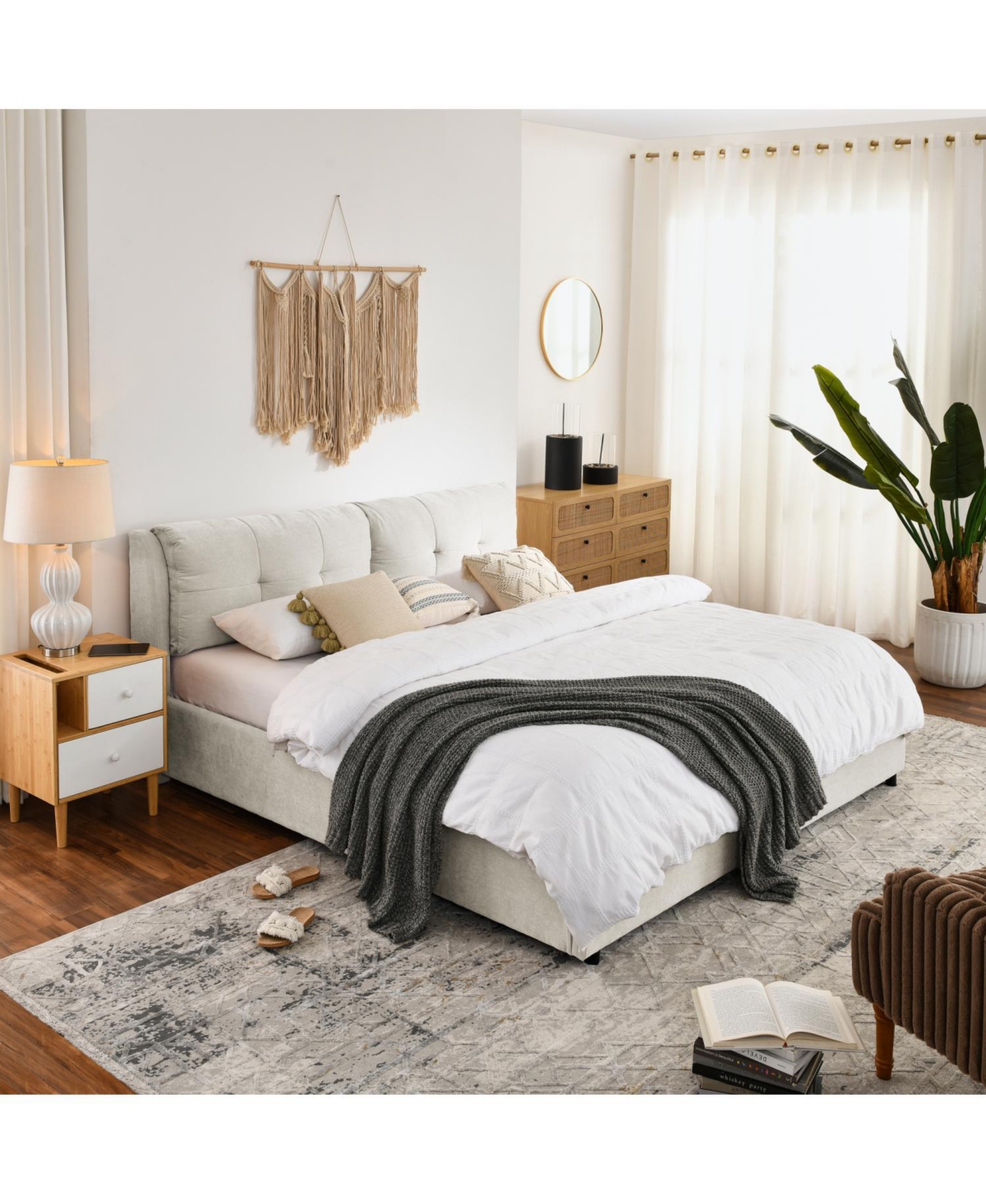 Streamdale Furniture King Chenille Hydraulic Storage Bed