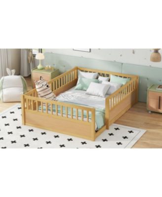 Montessori Floor Bed Frame with Fence