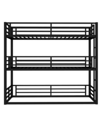 Triple Twin XL Metal Bunk Bed with Guardrails