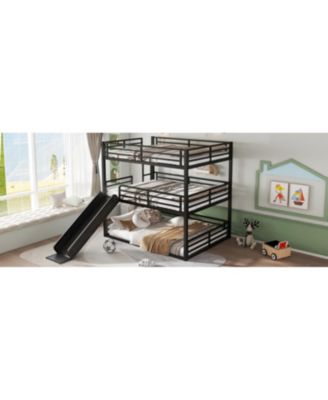 Triple Bunk Bed with Slide, Metal, Heavy-Duty