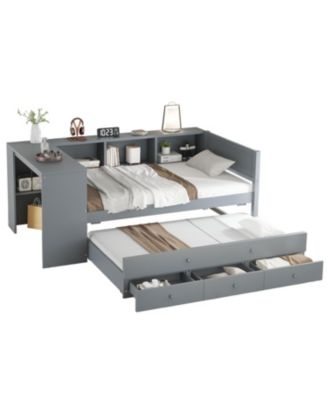 Twin Daybed with Trundle, Storage, Desk