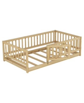 Twin Montessori Floor Bed with Fence & Door