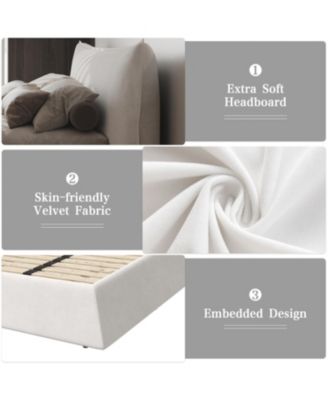 Streamdale Queen Upholstered Platform Bed, Velvet Headboard